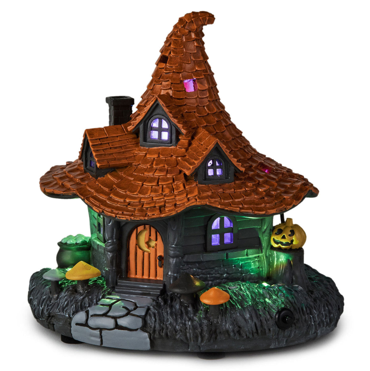 Hauntsville Collection Musical Witch House Tabletop Decoration With Light, 7.5”