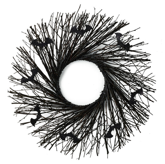 Black Halloween Wreath, 24"
