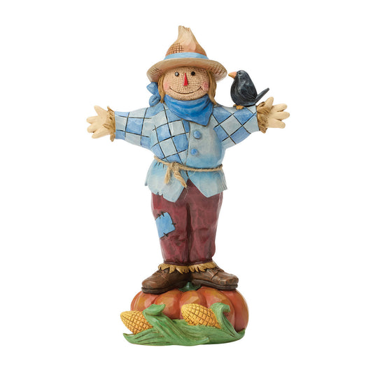 Jim Shore Heartwood Creek Scarecrow on Pumpkin Figurine, 6"