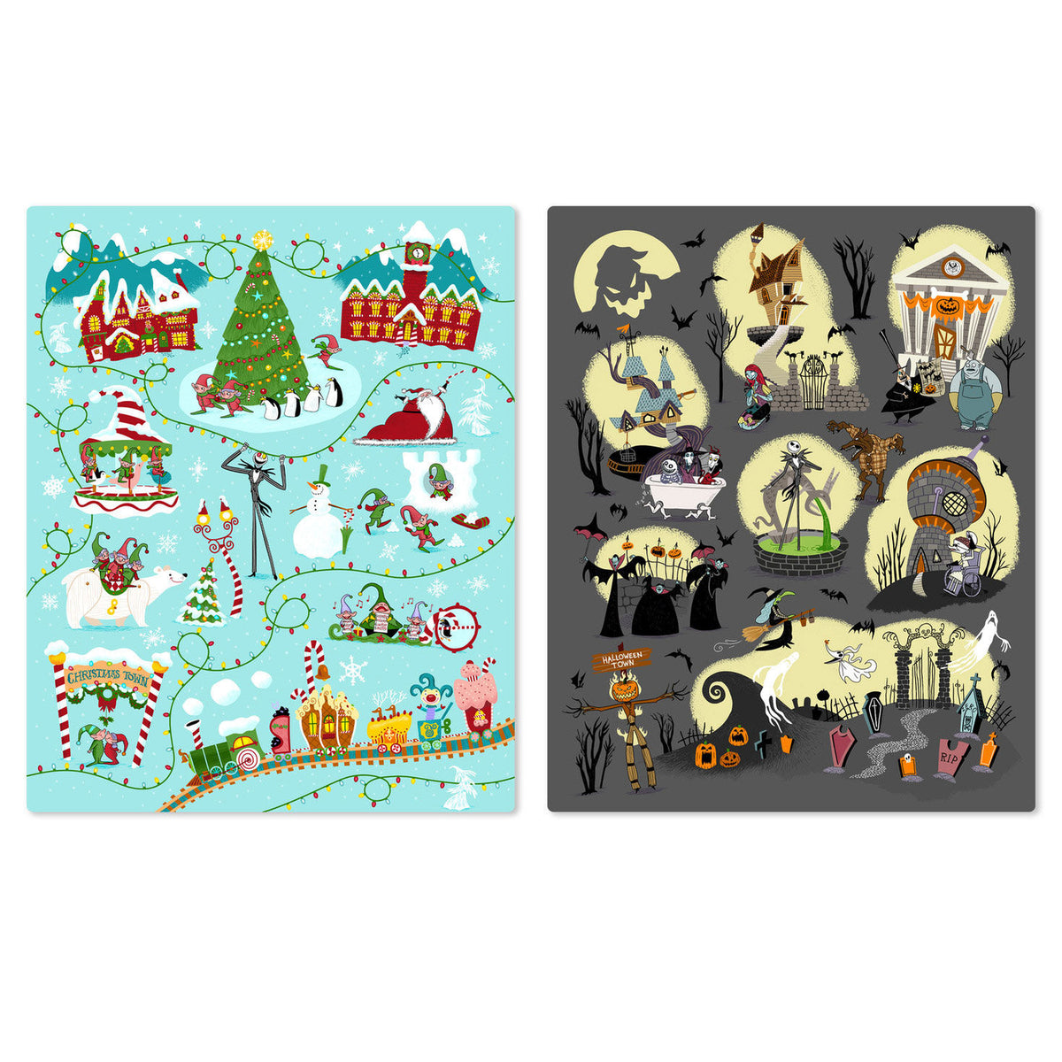 Disney Tim Burton's The Nightmare Before Christmas Two-Sided Throw Blanket, 50x60